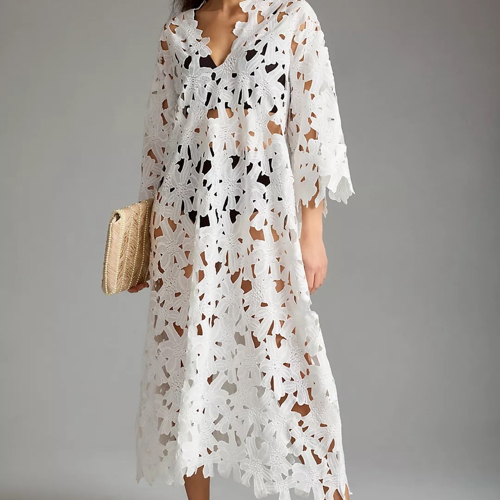 By Anthropologie Floral Eyelet Kaftan
| White Lace Swim Cover-Up